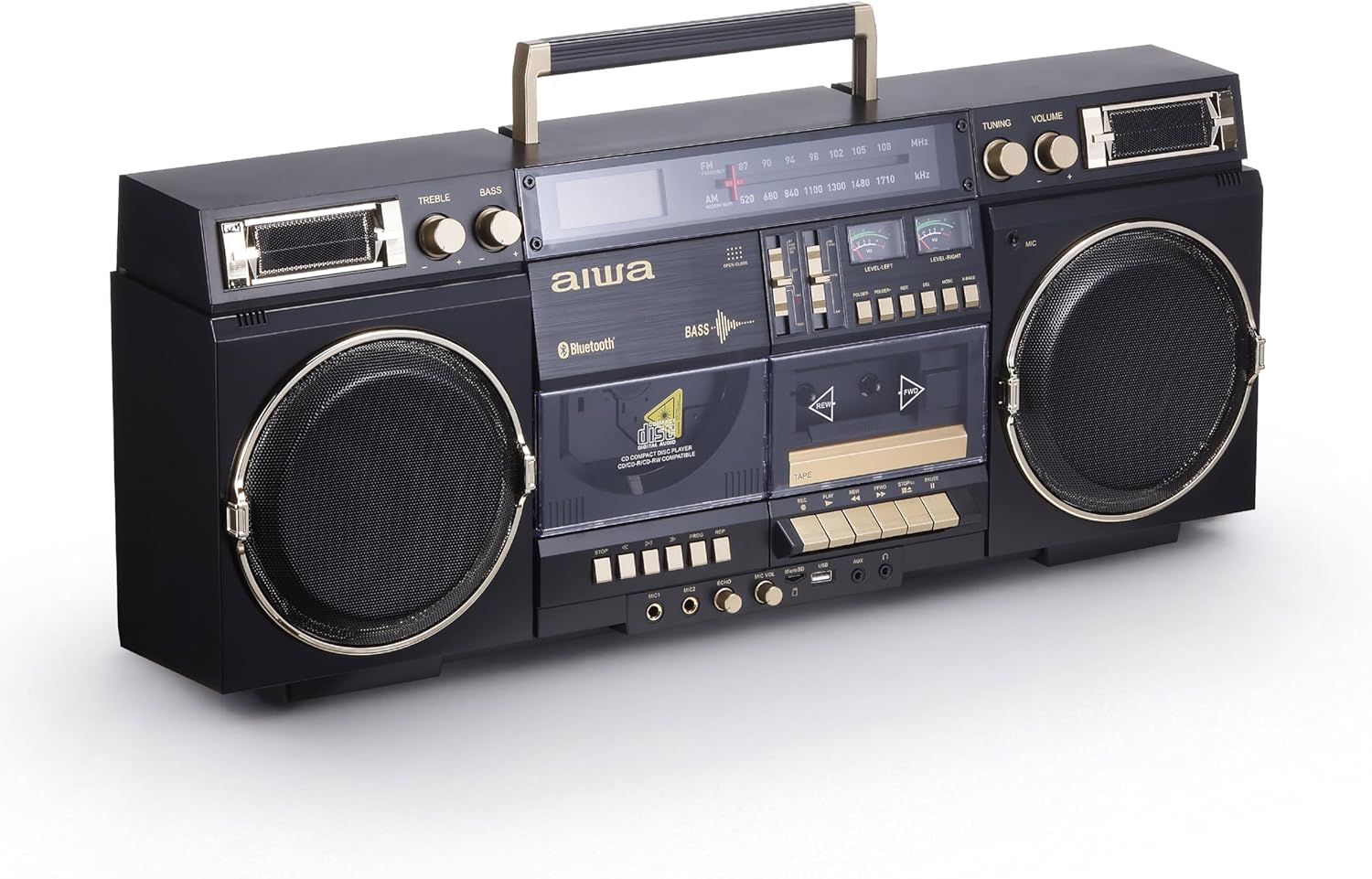Aiwa Retro Boombox BackTrack CD Player with Bluetooth 5.0