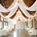 6 Panels White Ceiling Drapes with Lights String - Wedding Ceiling