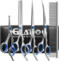 Dog Grooming Scissors Kit with Safety Round Tips - 6 in 1 Professional
