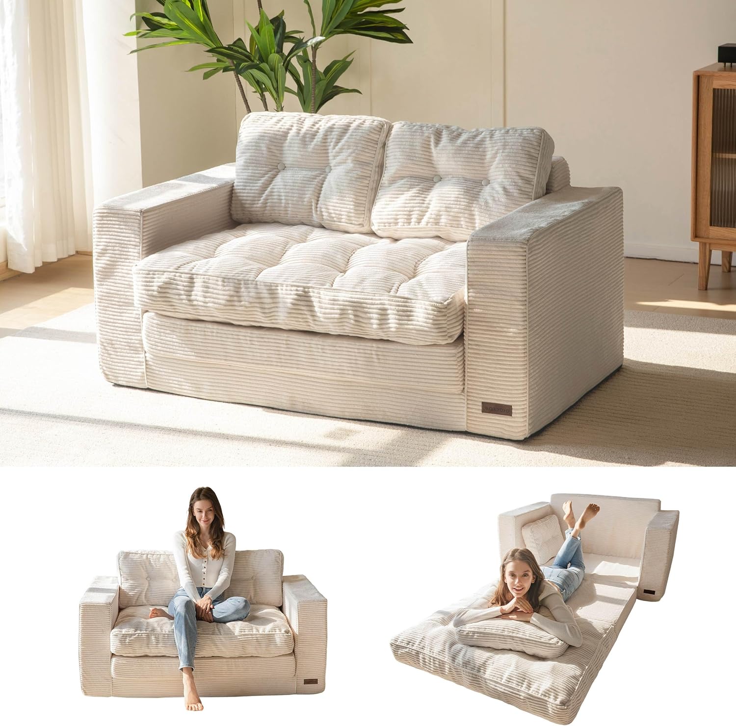 MAXYOYO Convertible Sofa Bed for Living Room and Bedroom Use