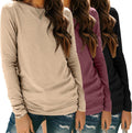 Long Sleeve Shirts for Women 3 Pack - Soft Casual Crewneck Top