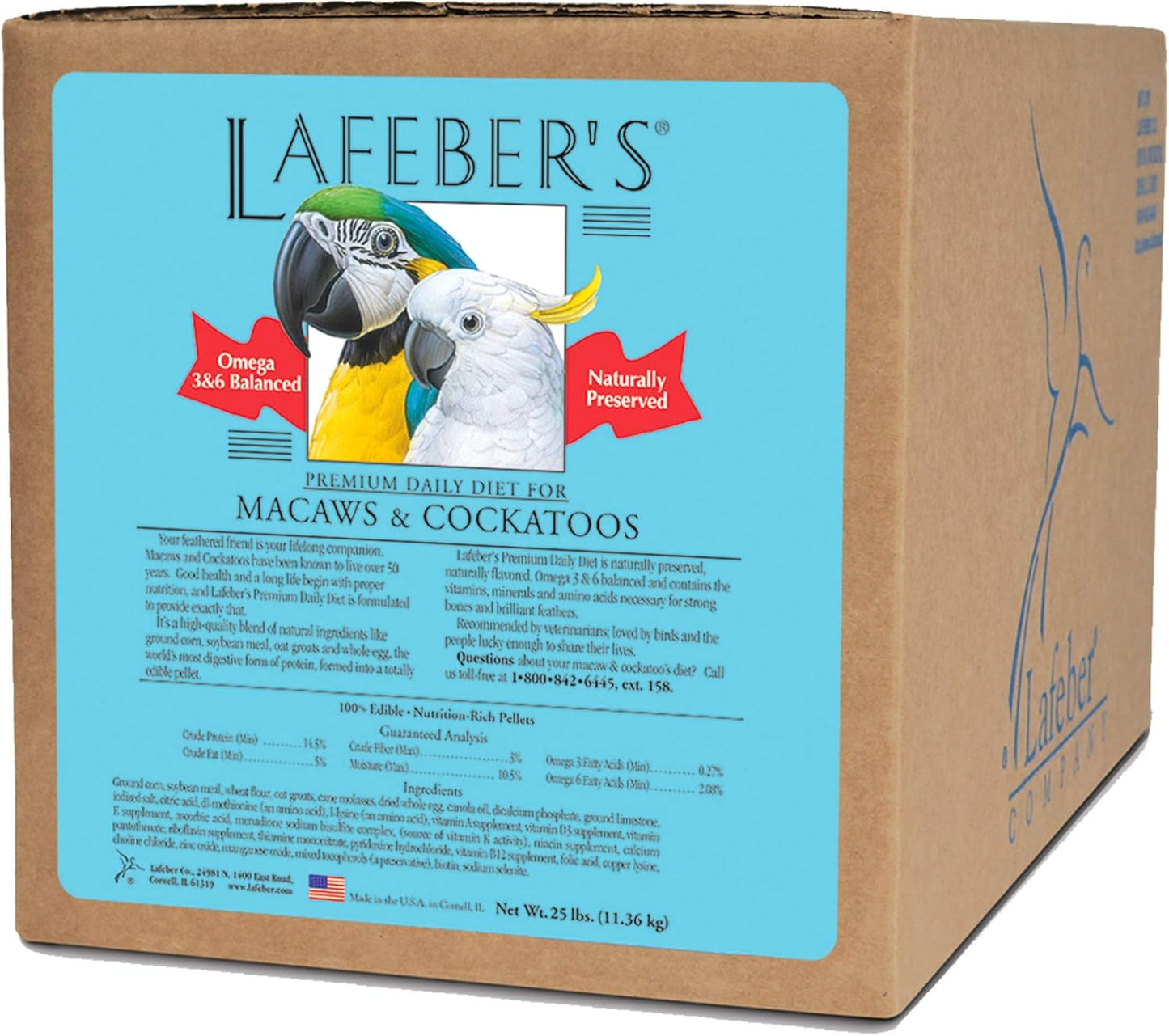 Premium Daily Diet Pellets for Macaws and Cockatoos, 25 lb