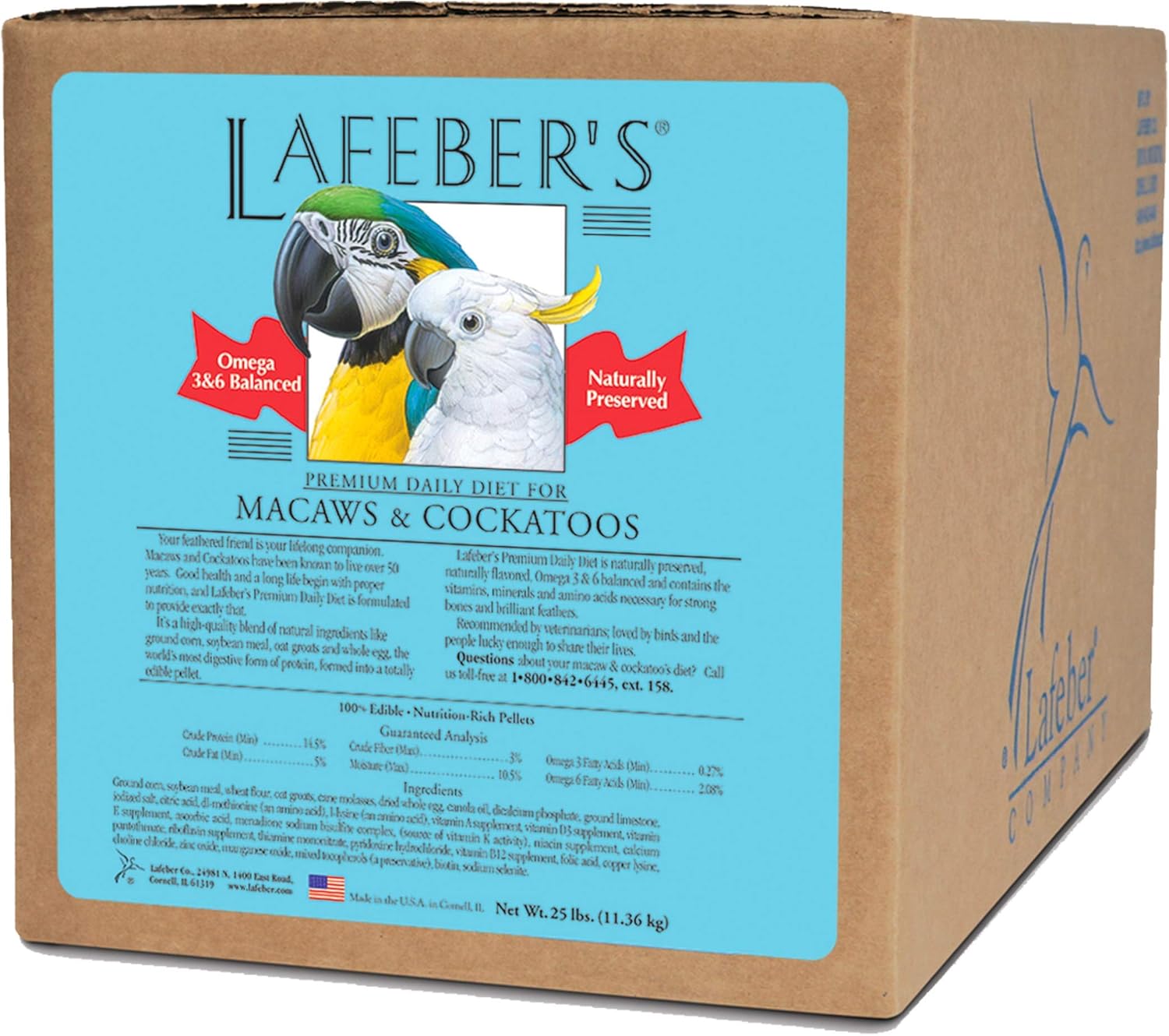 Premium Daily Diet Pellets for Macaws and Cockatoos, 25 lb
