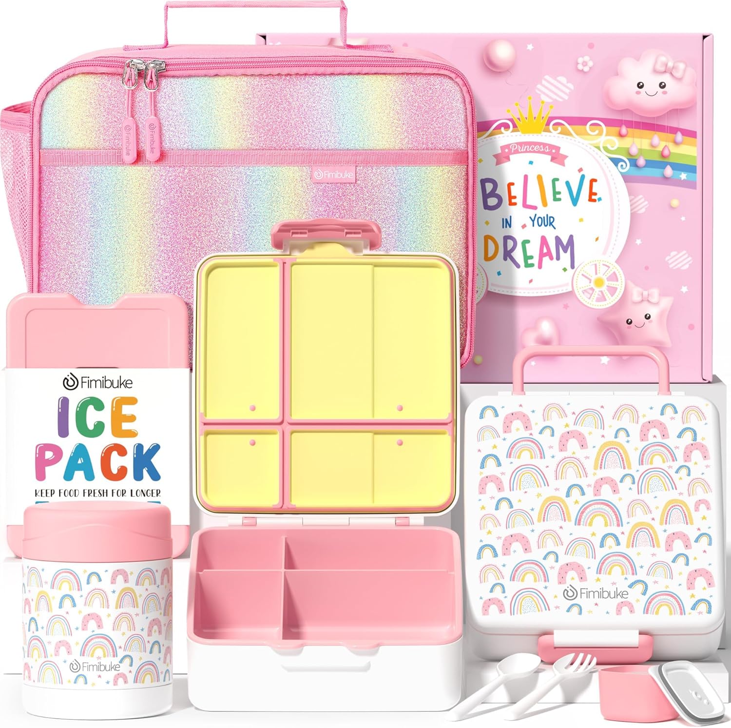 Fimibuke Kids Bento Snack Lunch Box Set for School Lunches