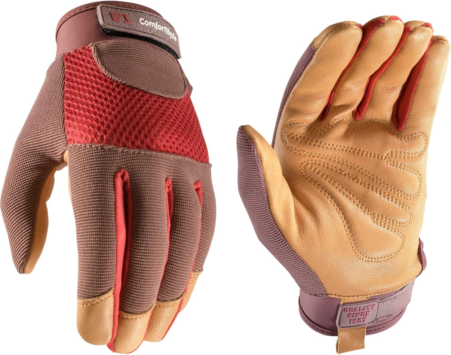 Womens Breathable Work Gloves, Small, Red