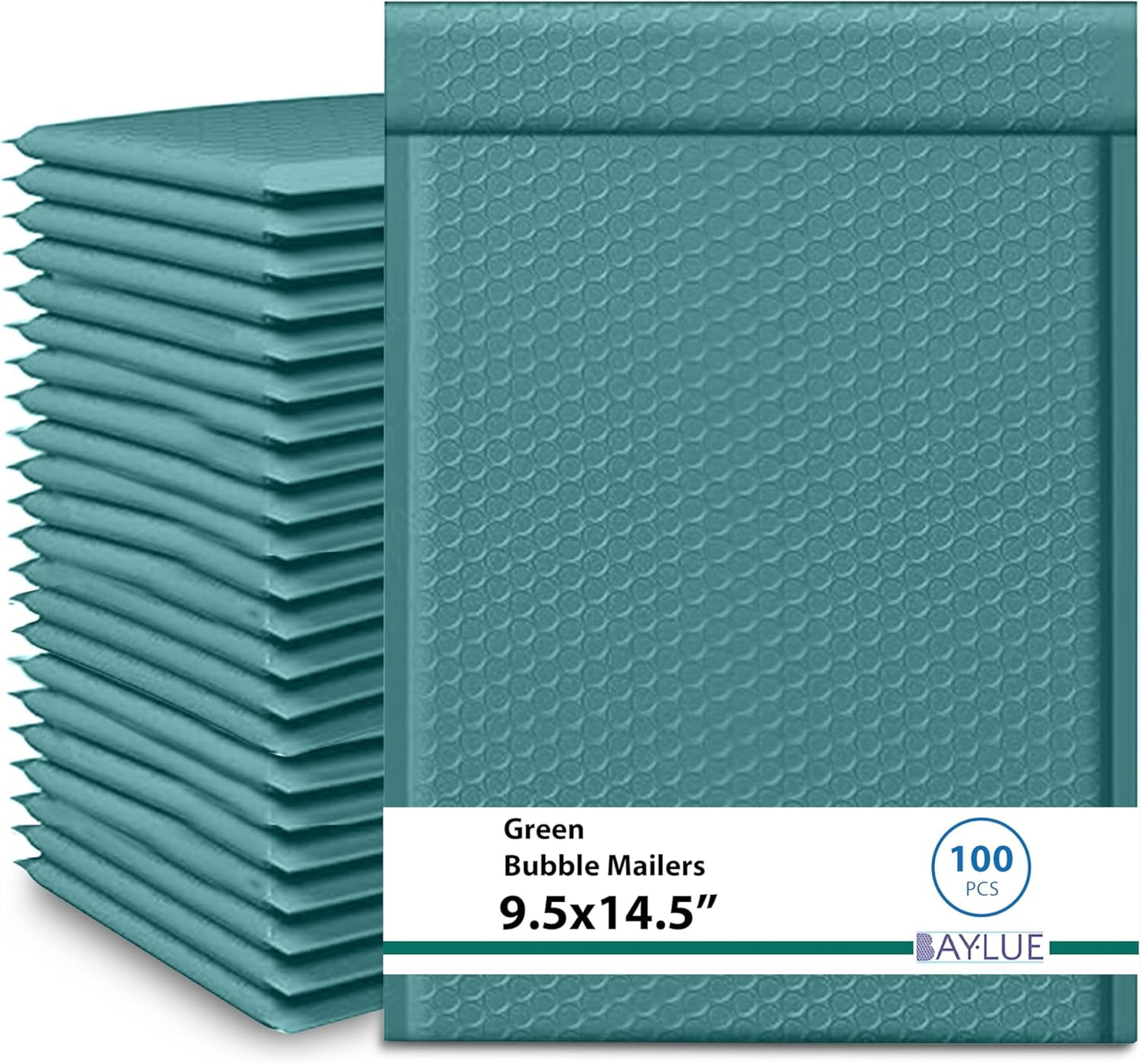 Green 9.5x14.5 Inch Poly Bubble Mailers for Safe Shipping