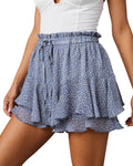 Flowy Shorts for Women Boho Floral Skorts - Flattering Chiffon Ruffle