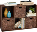 6-Cube Storage Organizer Bookcase - Customizable Walnut Shelf