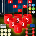 Golf Bucket Yard Game - 6 Hole Course with LED Lights - Portable