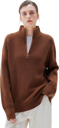 Cashmere Oversized Quarter Zip Pullover Sweater - Cozy Everyday Layer