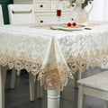 Lace Fabric Tablecloth Light Brown Rectangle - Vintage Rustic Accent