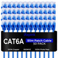 Cat6a Slim Patch Cables 0.5ft (50 Pack) - Thin 10G Ethernet for Tight