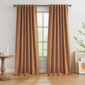 Burnt Orange Blackout Linen Curtains 50in x 108in - Complete Darkness