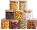 Glass Food Storage Jars Set of 9 - Clear Square Pantry Canisters