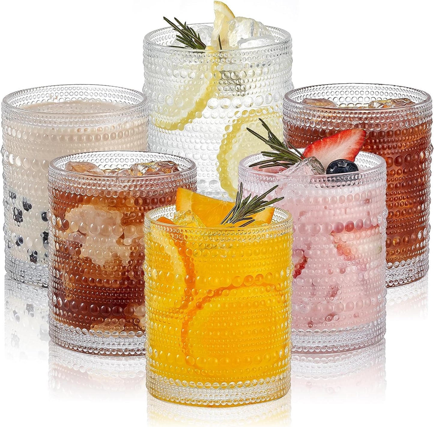 Vintage Embossed Clear Glasses Set for Every Drink! HomeVogue