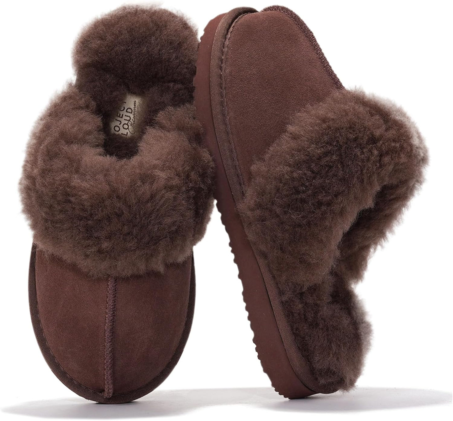 Project Cloud Genuine Leather Slippers for Women with Fur Lining