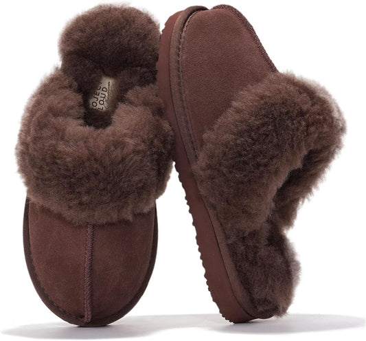 Project Cloud Genuine Leather Slippers for Women with Fur Lining