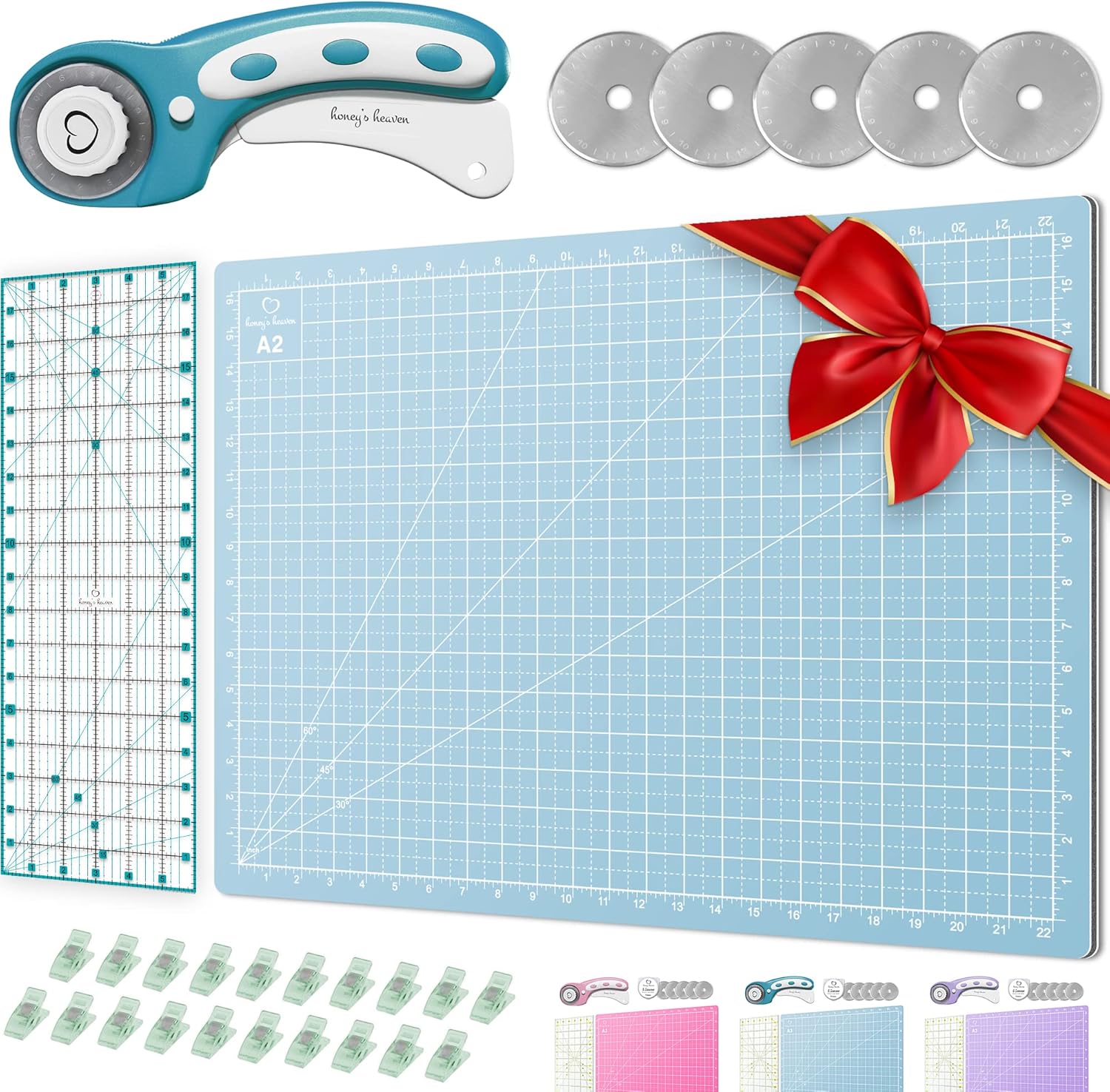Rotary Cutter Set for Quilting with Blades and Cutting Mat