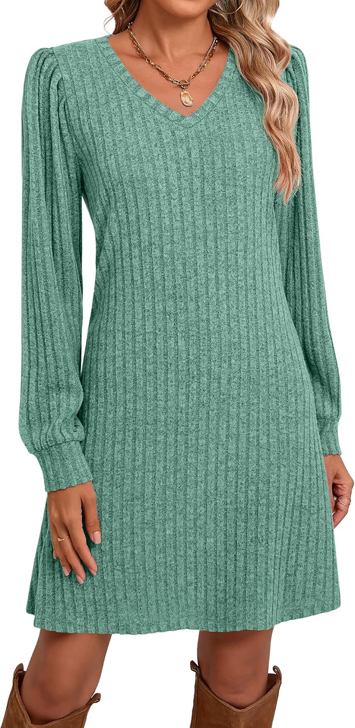 Ficerd Women's Knit Long Sleeve Sweater Dress for Fall Style