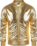 Men's Metallic 70s Disco Varsity Bomber Jacket - Shiny Lightweight
