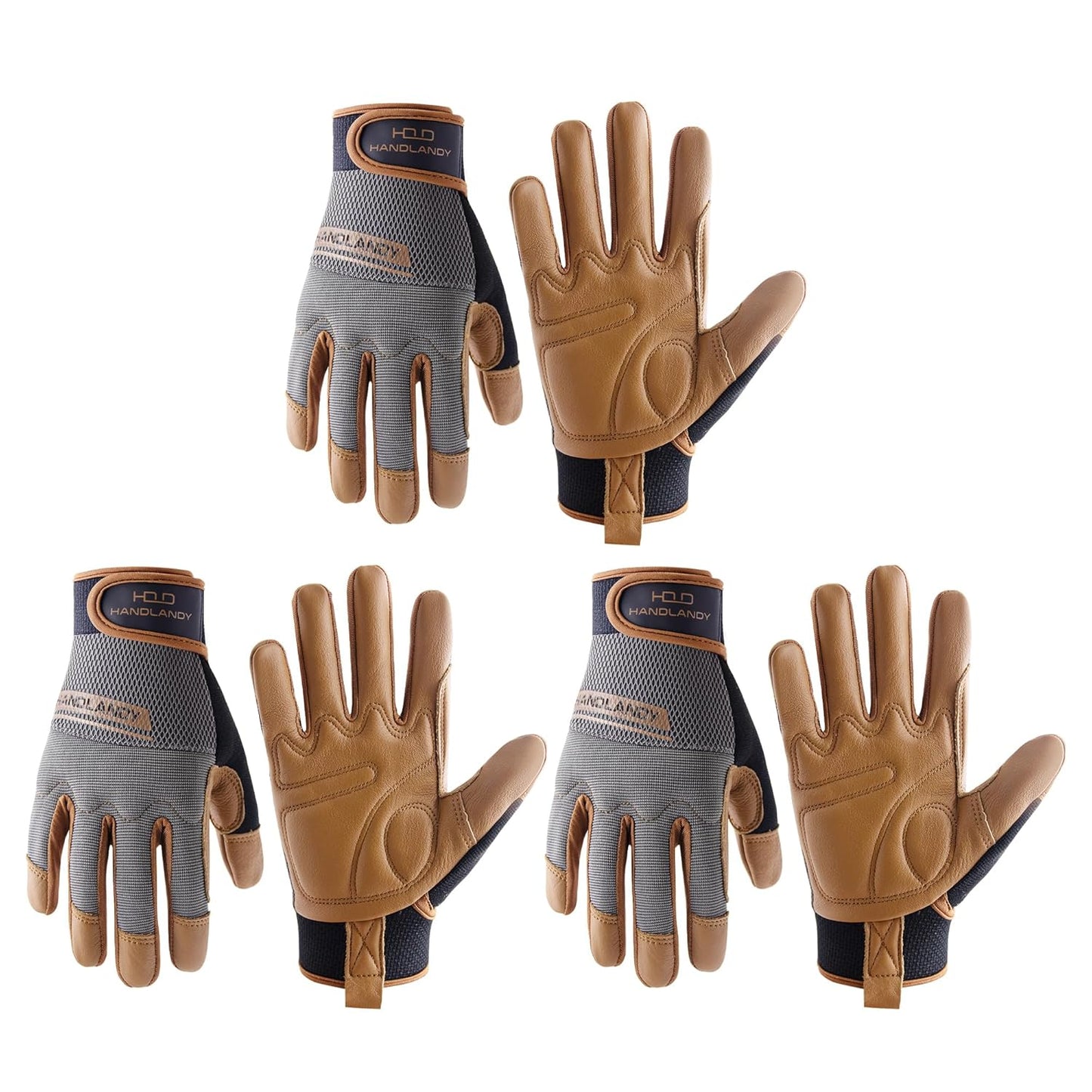 HANDLANDY Leather Work Gloves for Men and Women - Durable Utility