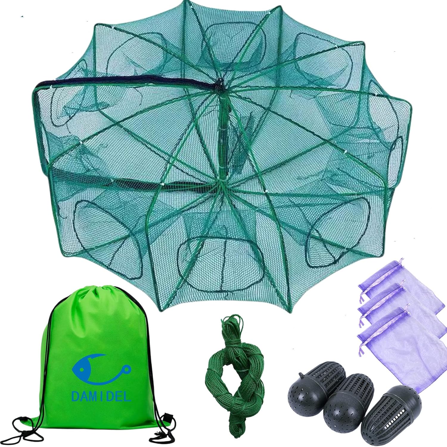 DAMIDEL 32x10 Foldable Fishing Trap - Upgrade Large Space