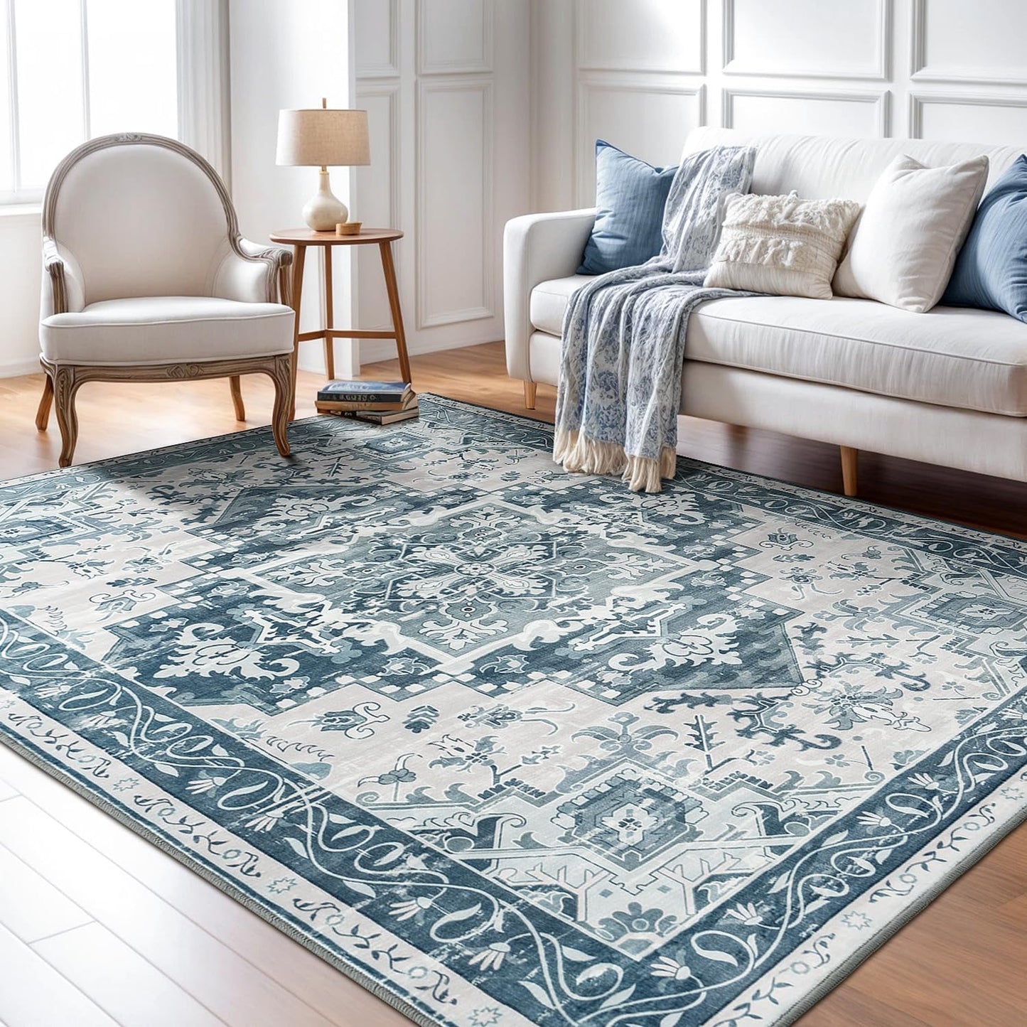 Rugflix 5x7 Area Rug for Living Room, Soft Boho Vintage Design