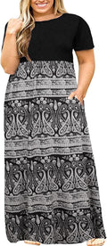 Kancystore Women's Short Sleeve Plus Size Maxi Dress with Pockets are