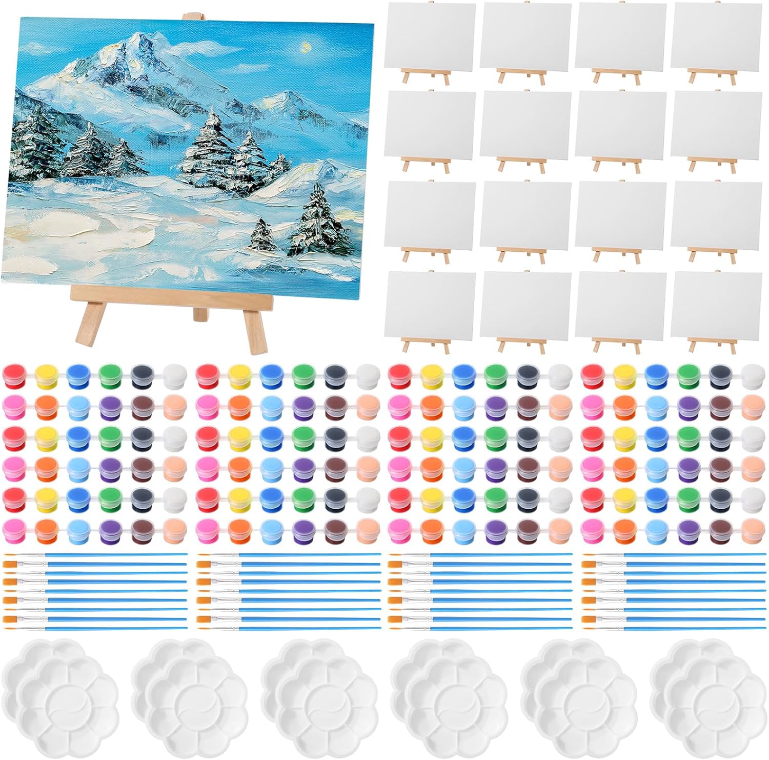 Qilery Mini Canvas Boards and Easel Set for Creative Painting