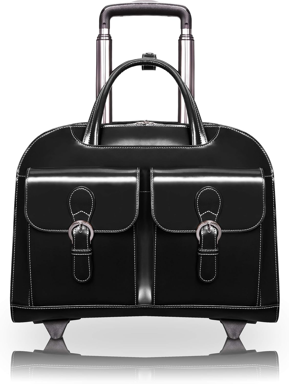McKlein DAVIS Top Grain Cowhide Leather Rolling Briefcase Bag