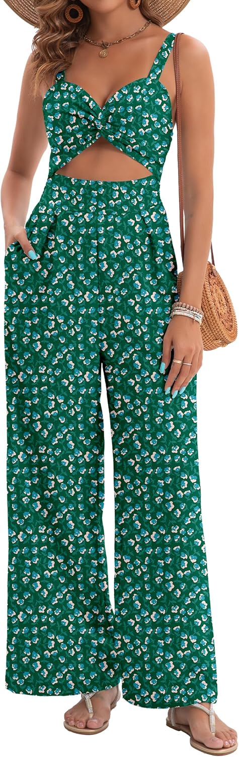 Womens Summer Jumpsuits Dressy Sexy V Neck Twist One Piece