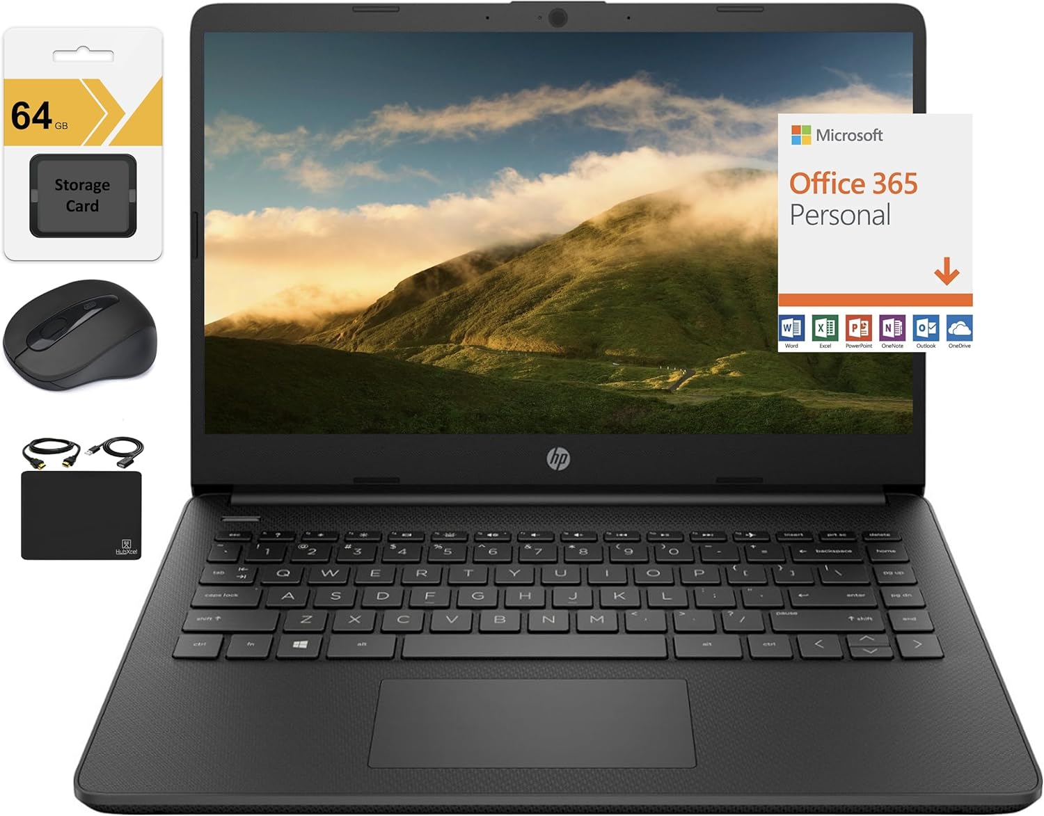 HP New 14 HD Ultra Light Thin Laptop with Quad-Core Power
