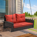 Wicker Hanging Porch Swing Chair with Cushions - Comfortable Patio