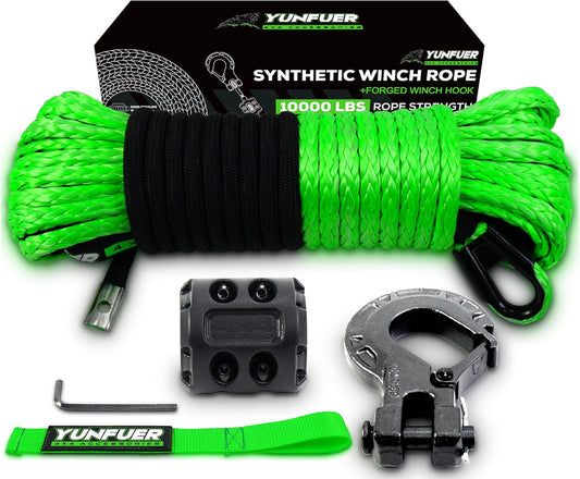 1/4in x 50ft Synthetic Winch Rope Kit for ATV/UTV Use