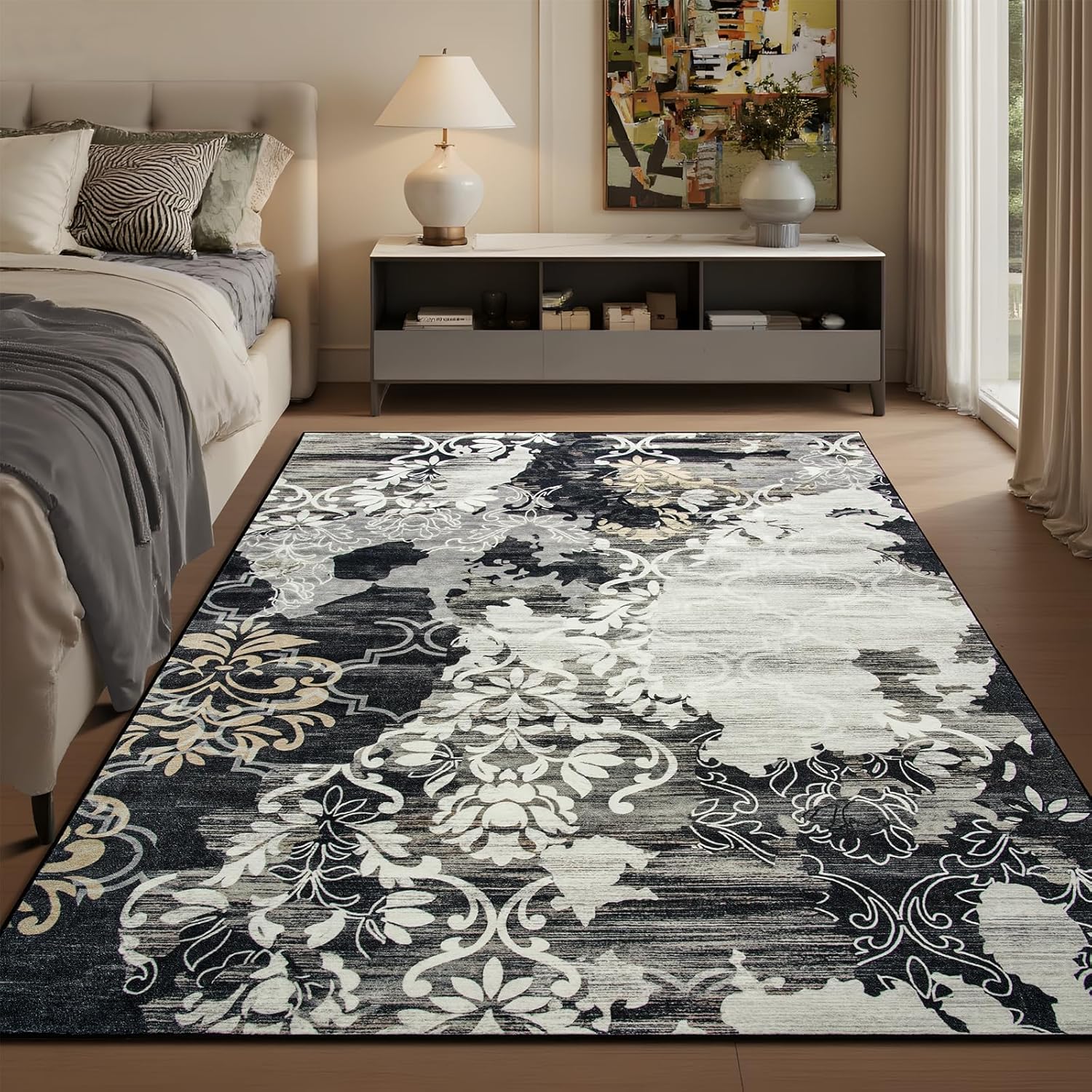 Abstract Area Rug with Non-Slip Backing for Every Room