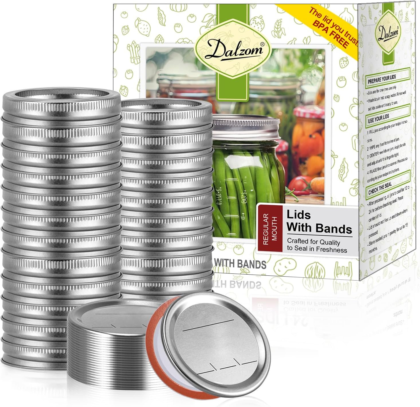 144Pcs Canning Lids with Rings for Regular Mouth Mason Jars