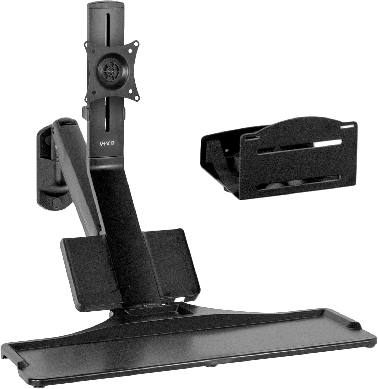 VIVO Premium Black Sit-Stand Wall Mount for Monitors and Keyboards