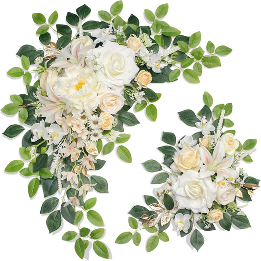 Pack of 2 Wedding Arch with Artificial Flowers for Decor