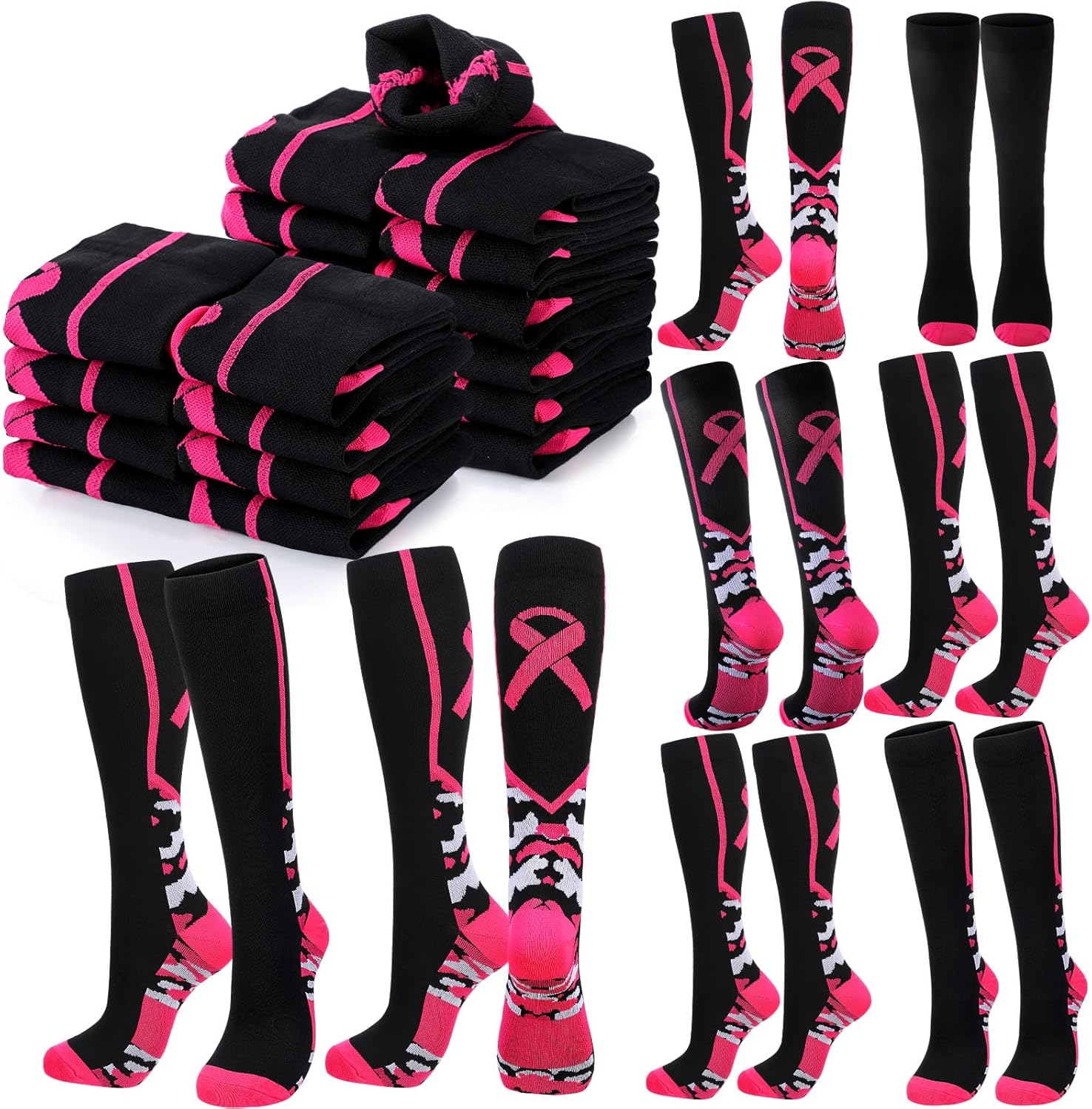 Foaincore Pink Ribbon Socks for Breast Cancer Awareness Events