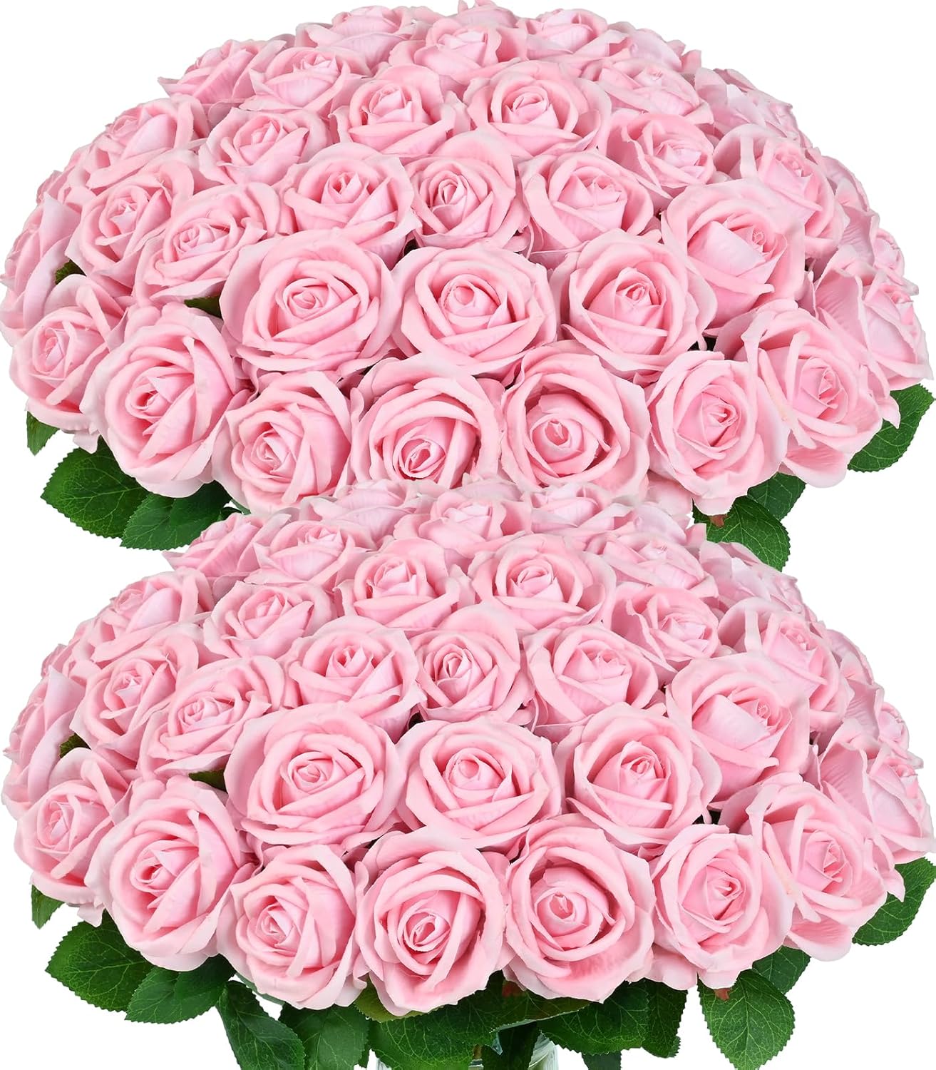 50 Pcs Pink Roses Artificial Flowers for Weddings and Decor