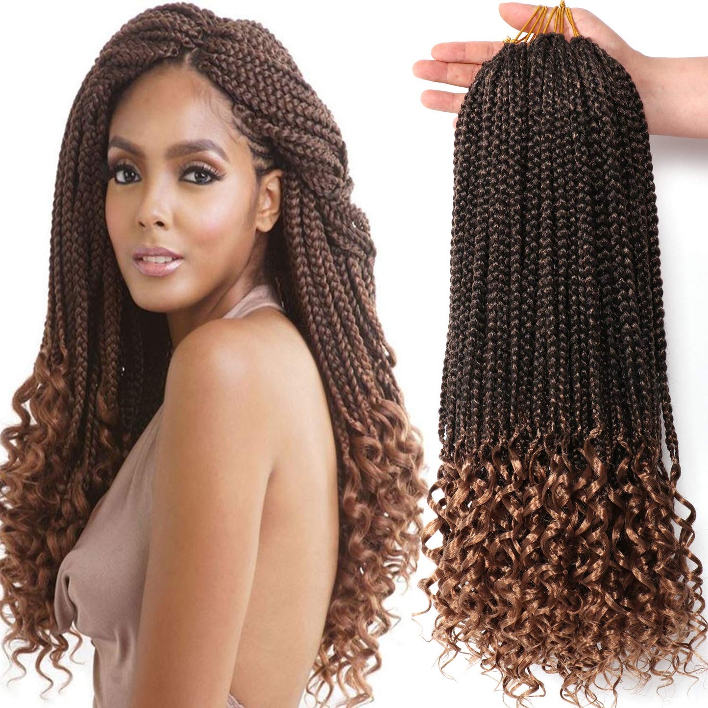 URNice 7 Packs 18 Inch Boho Goddess Box Braids Crochet Hair