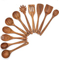 11 Pcs Wooden Kitchen Utensils Set - Durable Teak Cooking Spoons