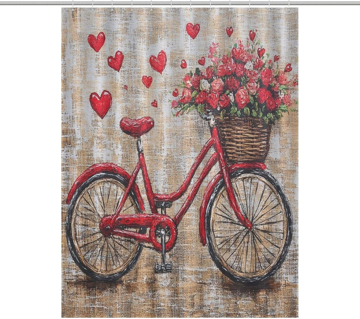 Valentine's Day Love Heart Rose Shower Curtain