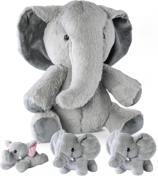 Prextex Plush Elephant Toys - Adorable Stuffed Animal Set