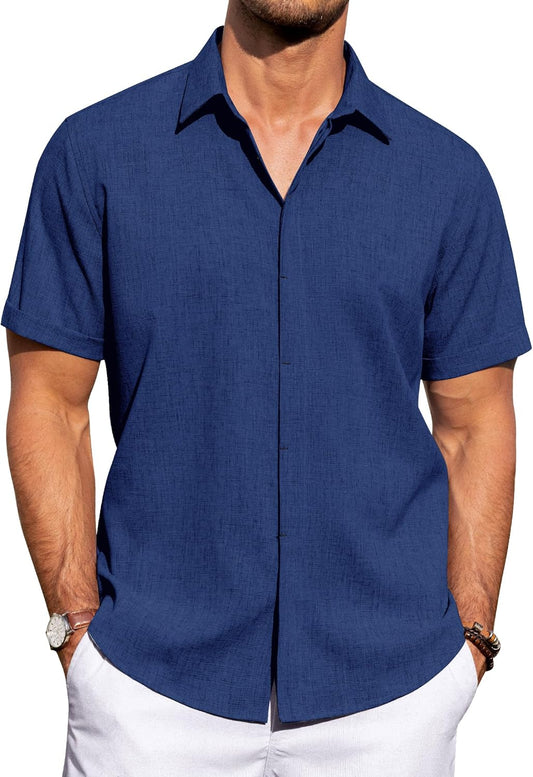 J.VER Men's Linen Shirts for Casual Summer Beach Weddings