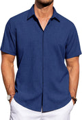 Men's Linen Button Down Shirt - Lightweight Summer Casual Shirt