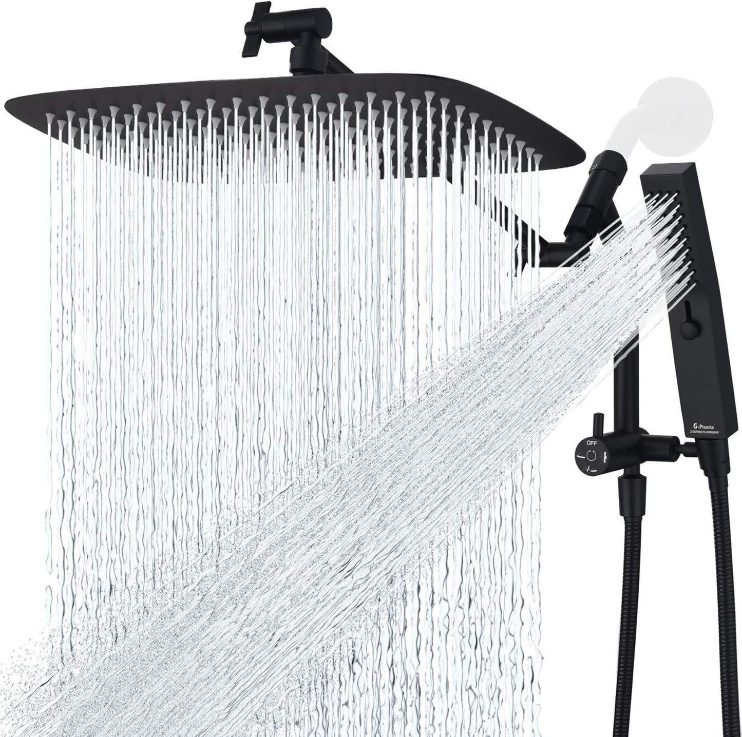 G-Promise All Metal 14 Inch Shower Head with Handheld Spray Combo