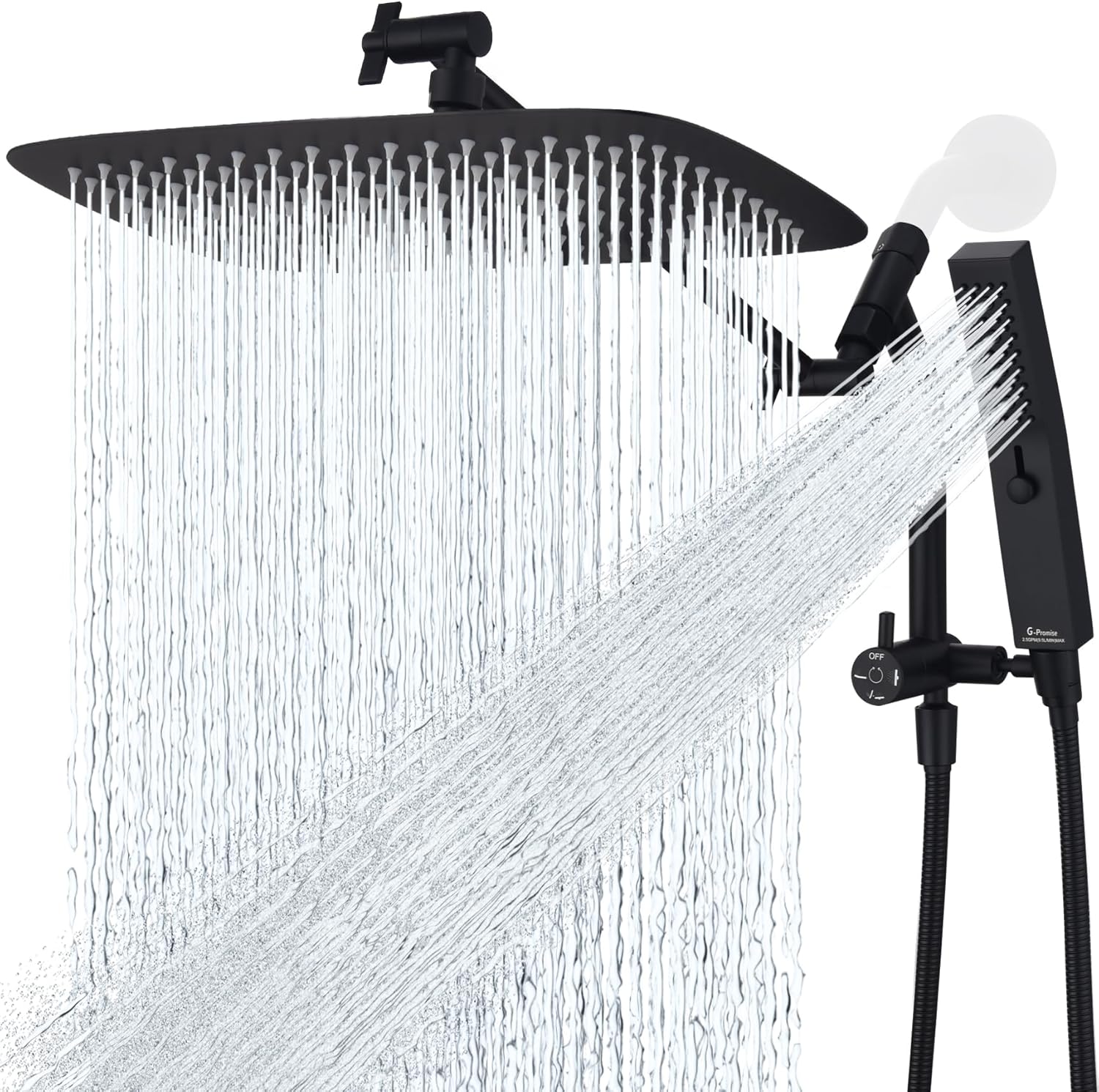 G-Promise All Metal 14 Inch Shower Head with Handheld Spray Combo