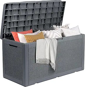 DWVO 100 Gallon Outdoor Storage Box with Cushion for Patio
