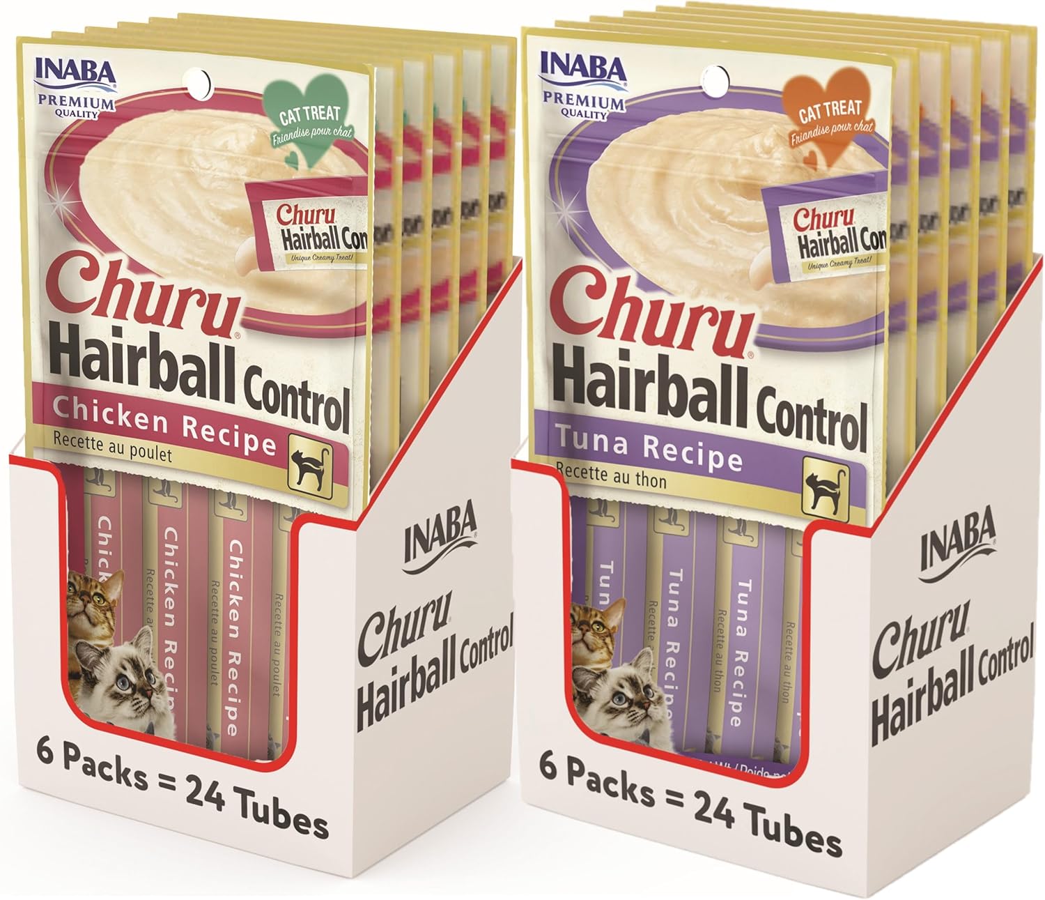 INABA Churu Cat Treats for Hairball Control, Tuna & Chicken
